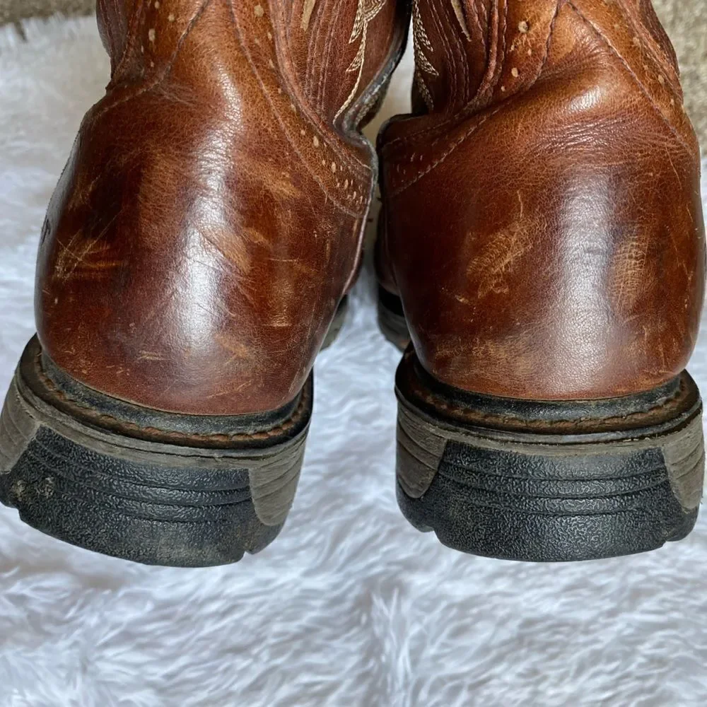 Ariat Workhog Pull on Boots Leather Slip Resistant Brown Mens‎ Size 12 D